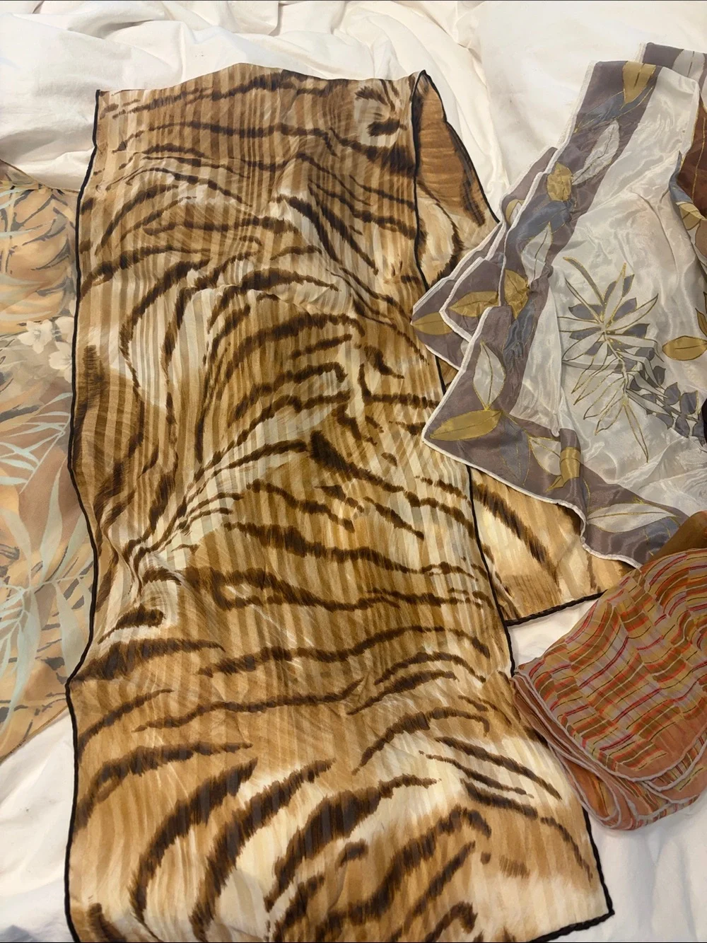 Assorted Sheer Scarves - Neutral & Earth Tone Prints